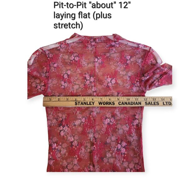Free People Semi-Sheer Mesh Lady Lux Layering Top in Scarlet Combo size XS NWT - Picture 6 of 10